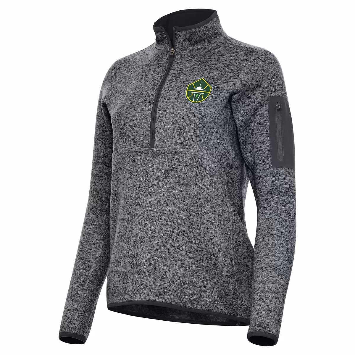 Women's Seattle Storm Antigua Heather Gray Fortune Half-Zip Pullover Jacket 3 Women's Seattle Storm Antigua Heather Gray Fortune Half-Zip Pullover Jacket