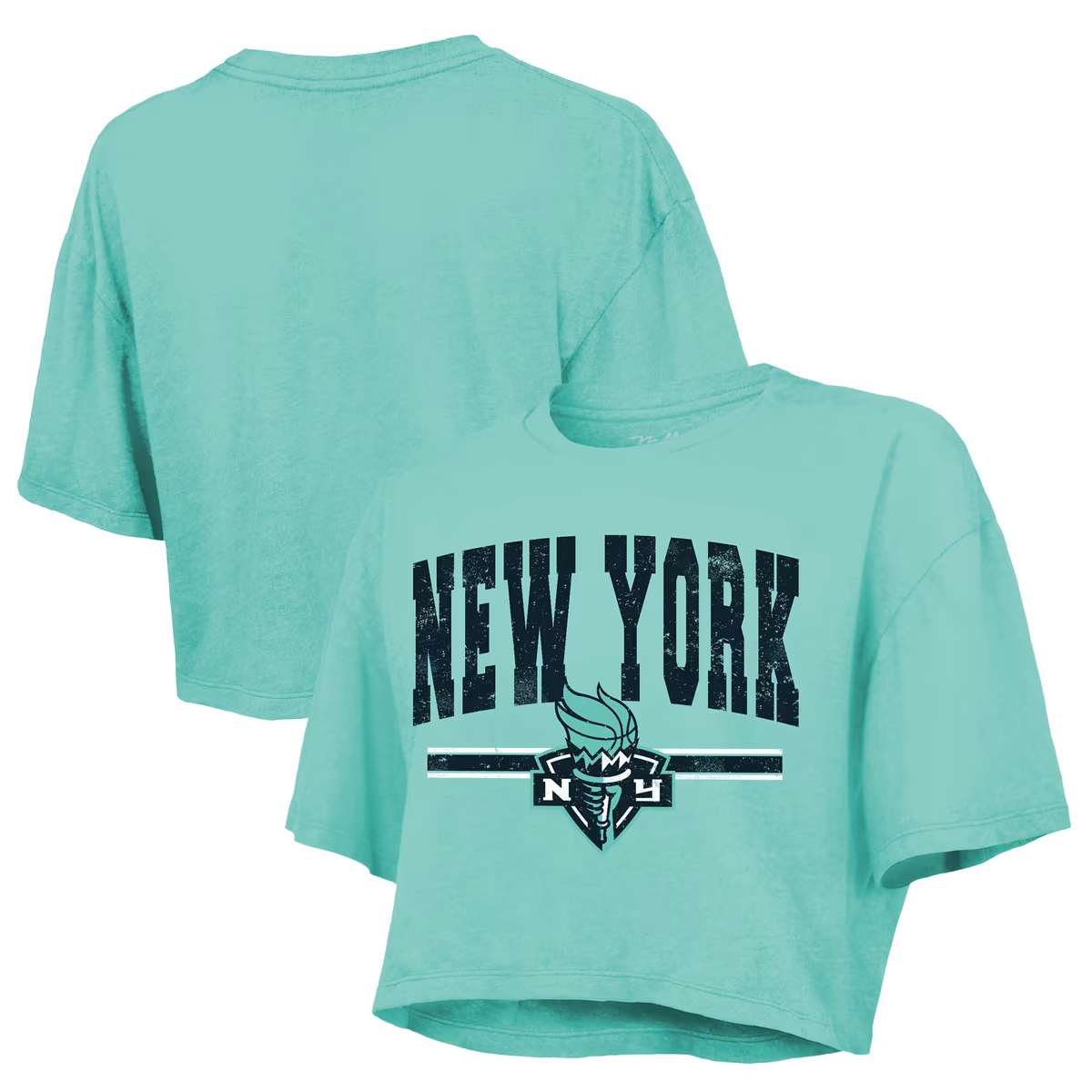 Women's New York Liberty Majestic Threads Mint Chalk Stripe Boxy Crop Top