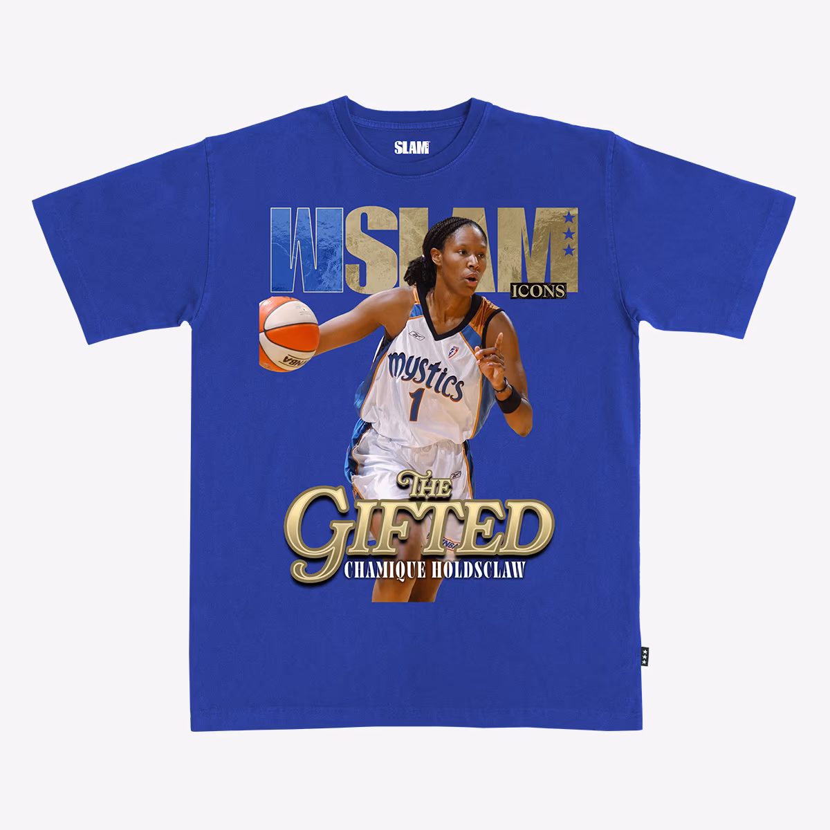 Unisex Washington Mystics Chamique Holdsclaw WSLAM Blue Cover T-Shirt - Court Origins