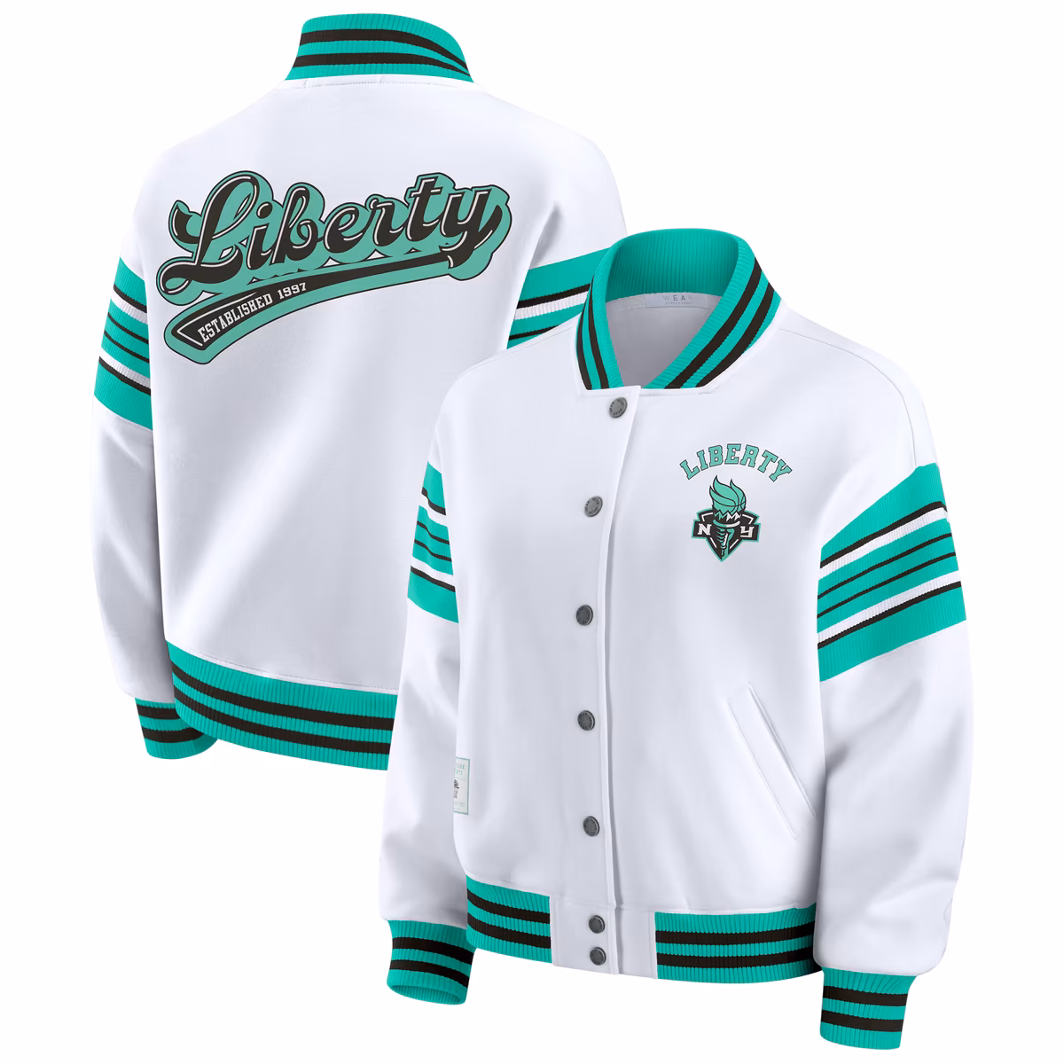 Women's WNBA WEAR by Erin Andrews White/Mint Full-Snap Fleece Sweatshirt Jacket 2 Women's WNBA WEAR by Erin Andrews White/Mint Full-Snap Fleece Sweatshirt Jacket