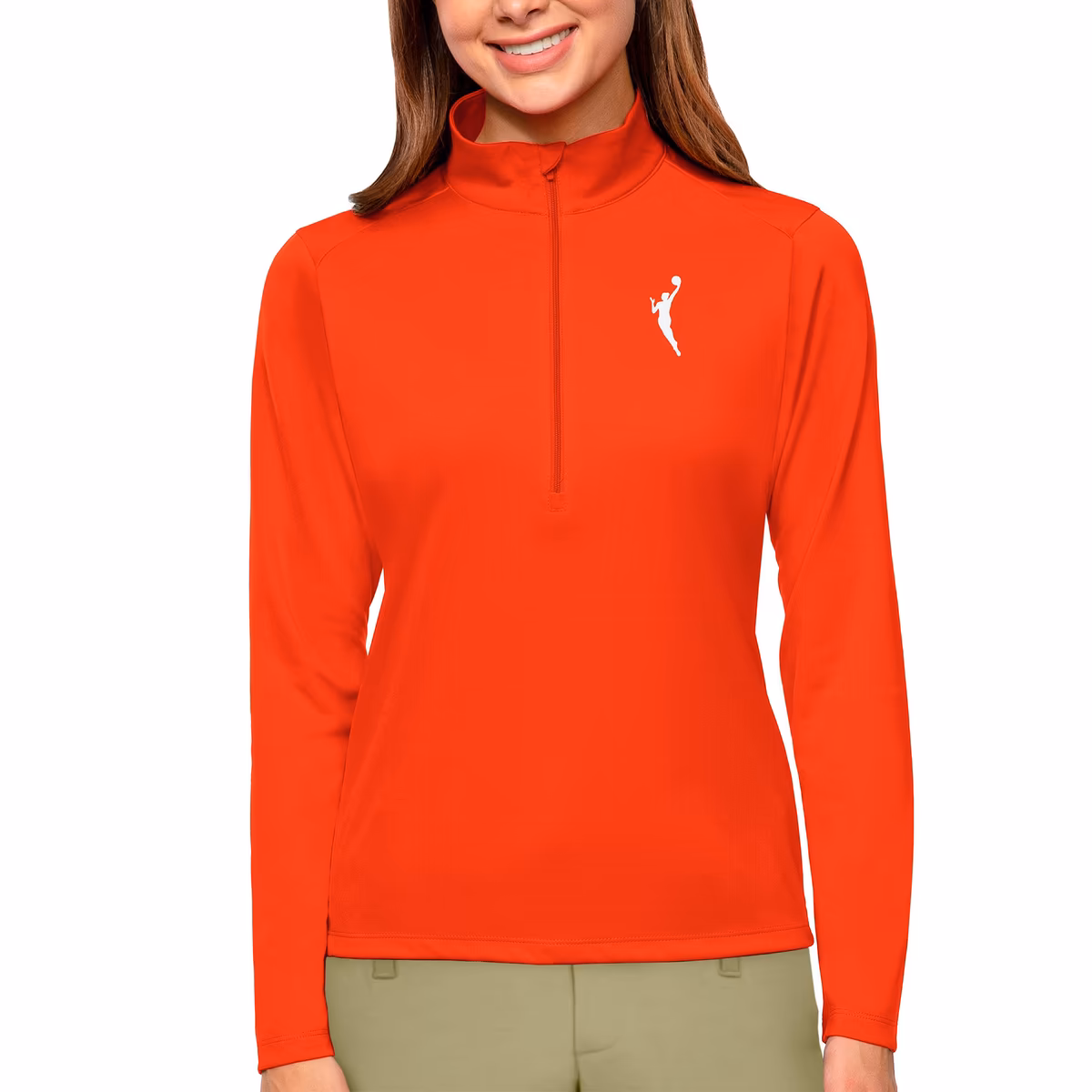 Women's WNBA  Antigua Orange Logowoman Tribute Half-Zip Pullover