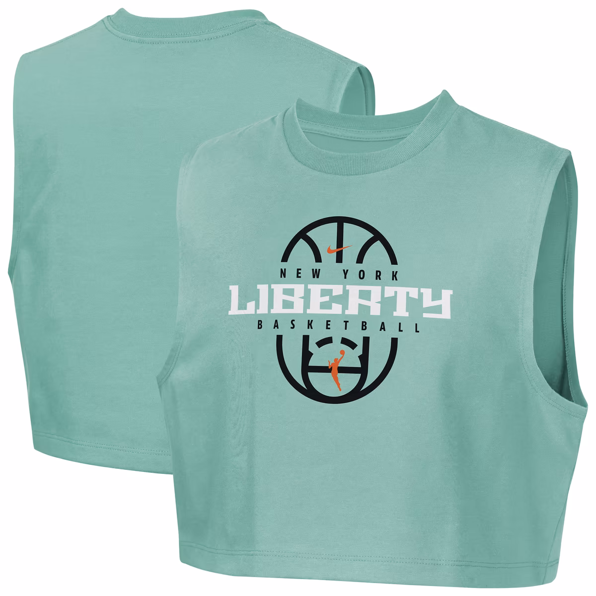 Girls Youth New York Liberty Nike Mint 2026 Authentic Practice Sleeveless Cropped T-Shirt