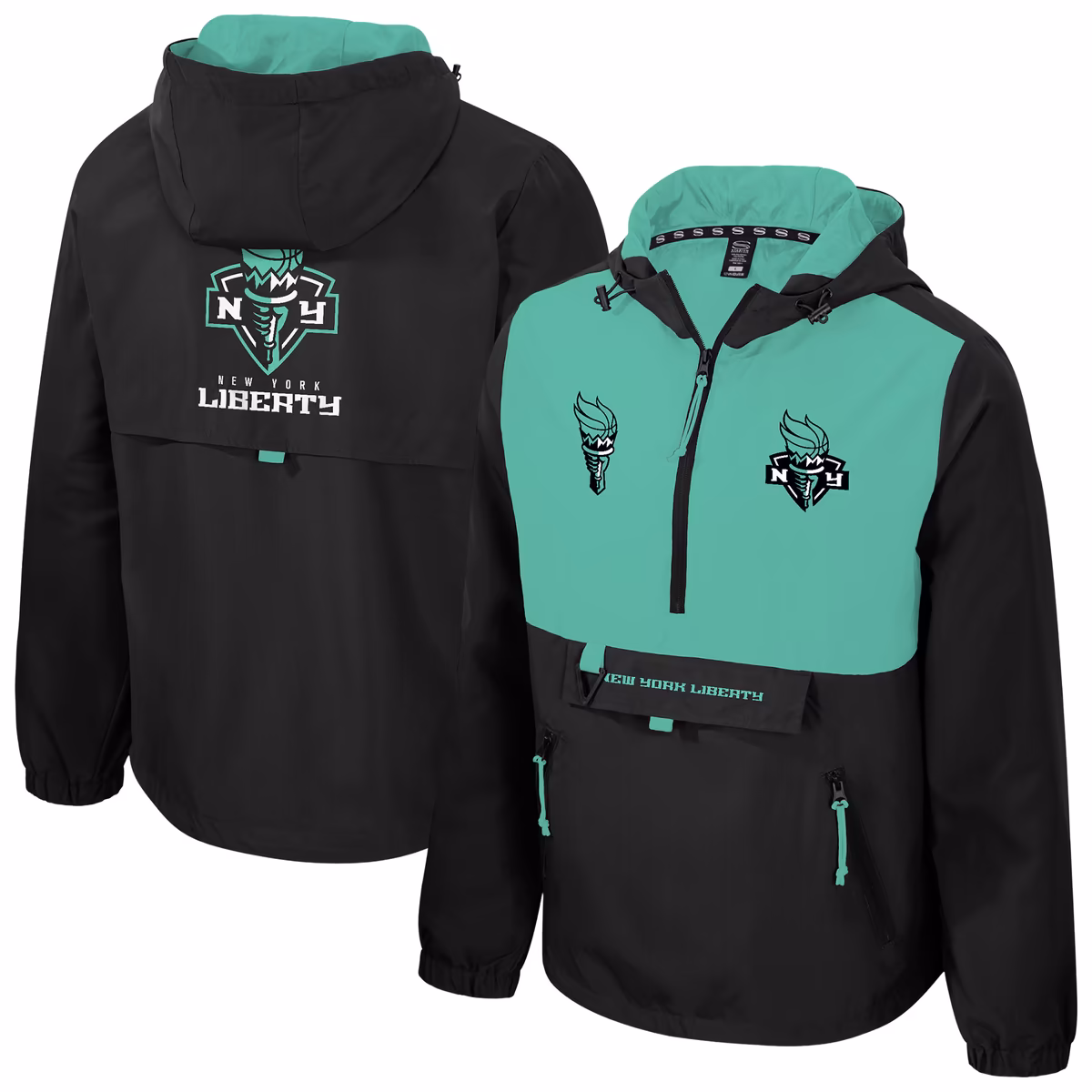 Unisex New York Liberty  Stadium Essentials Black/Mint Legends Challenger Quarter-Zip Jacket