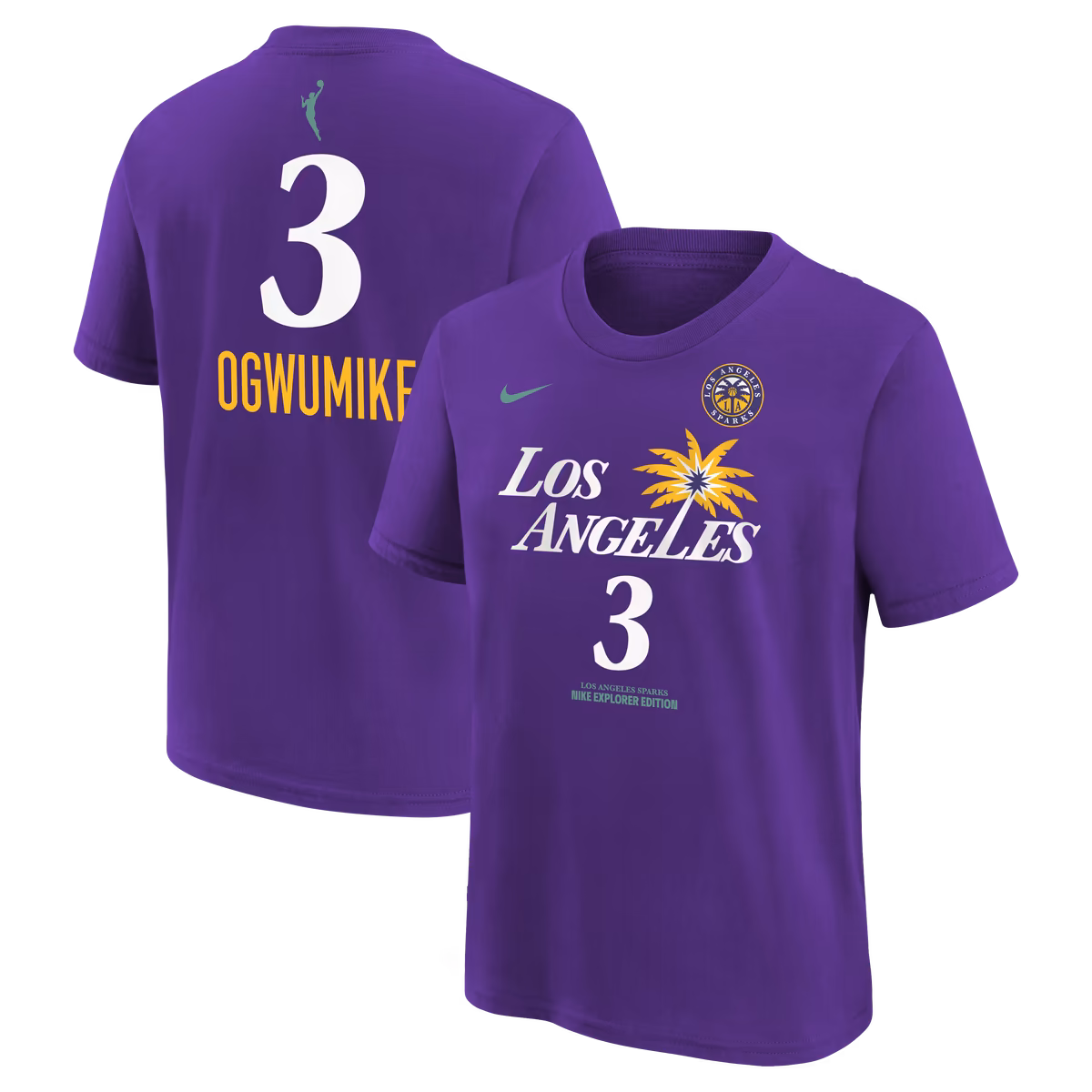 Youth Los Angeles Sparks Nneka Ogwumike Nike Purple Explorer Edition Name & Number T-Shirt