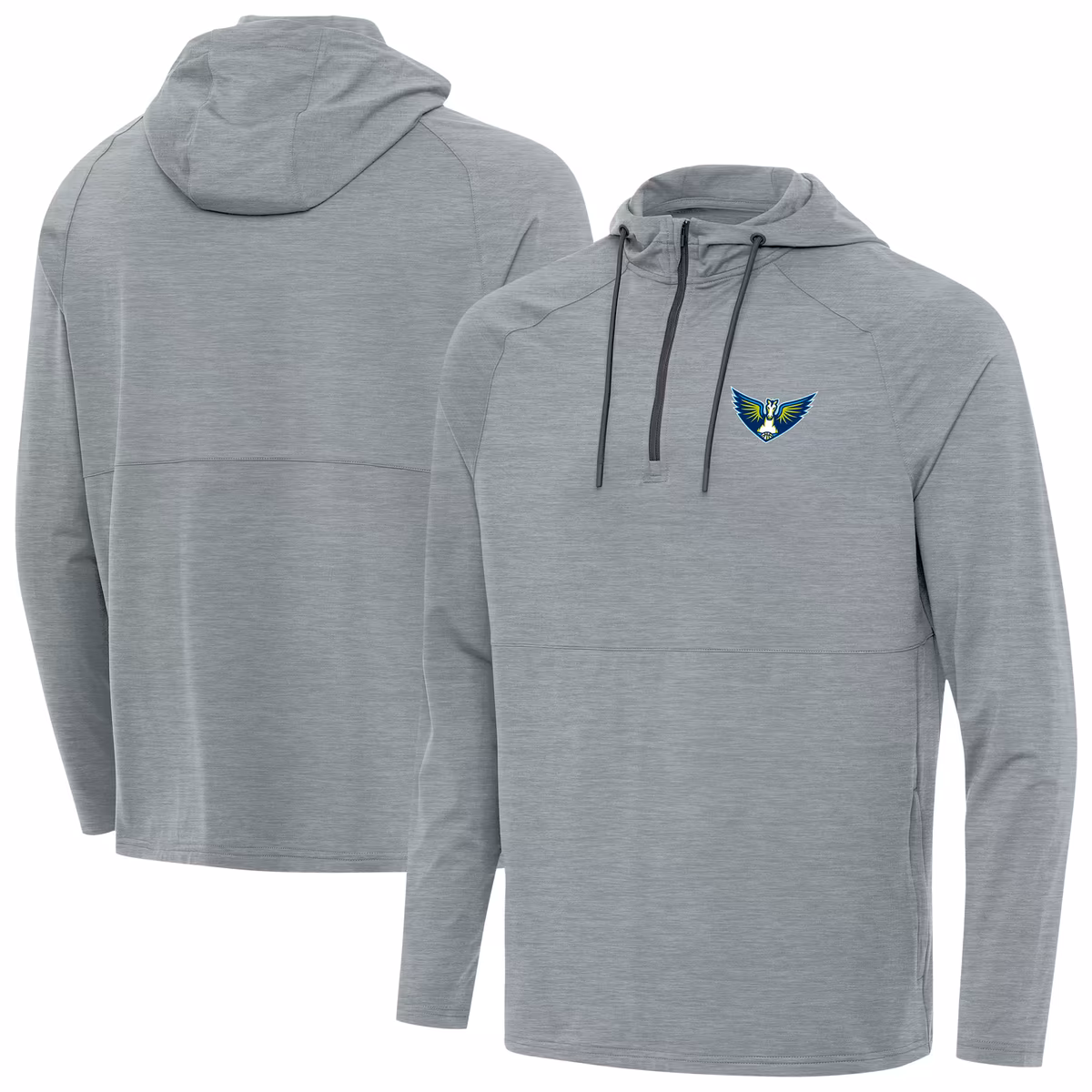 Men's Dallas Wings Antigua Heather Gray Spikes Raglan Quarter-Zip Hoodie 2 Men's Dallas Wings Antigua Heather Gray Spikes Raglan Quarter-Zip Hoodie