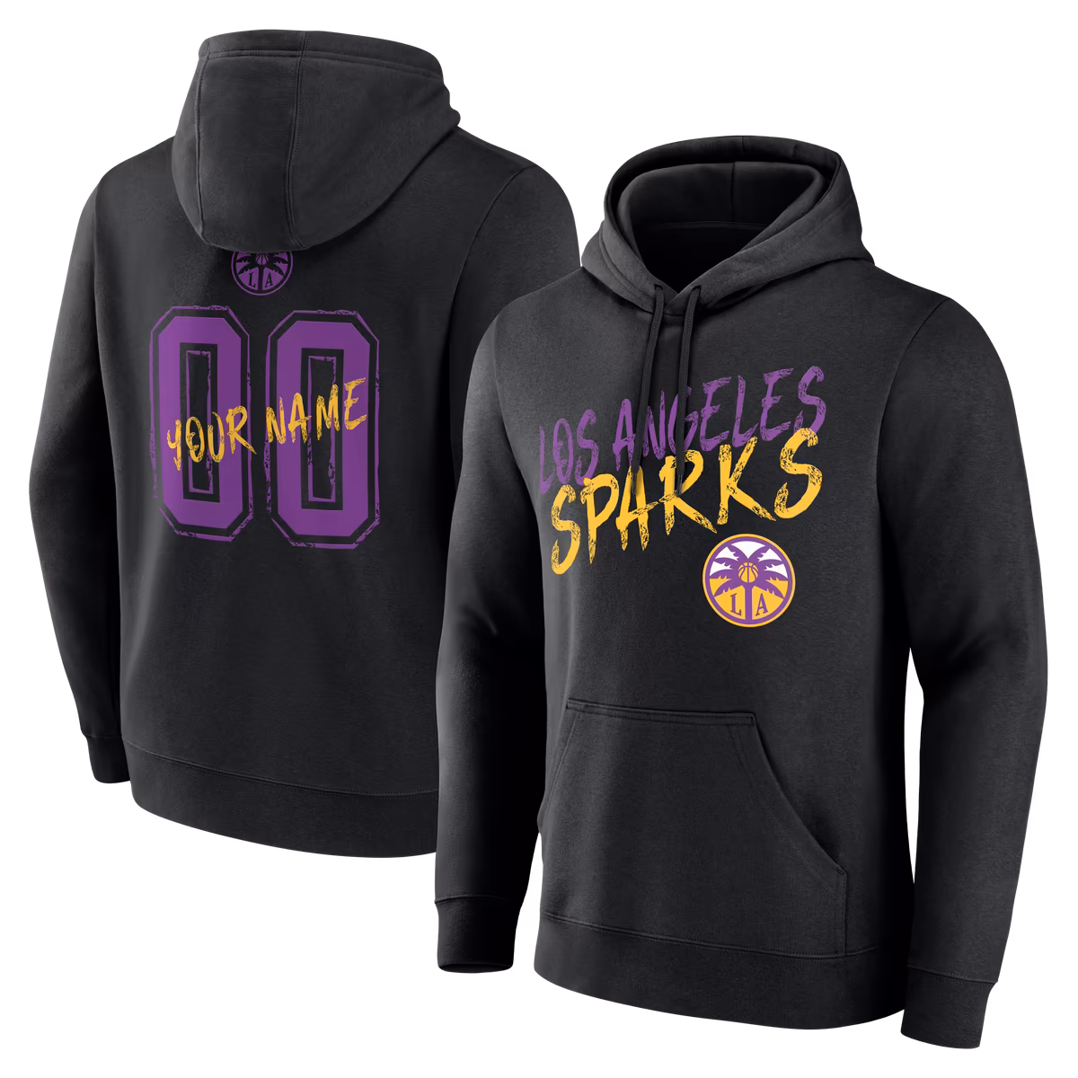 Men's Los Angeles Sparks Black Hustle Personalized Name & Number Hoodie