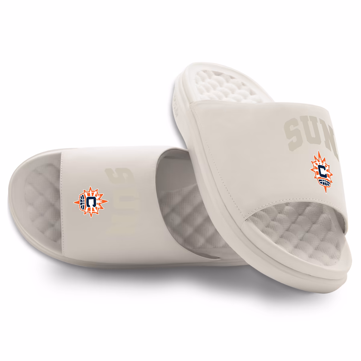 Unisex Connecticut Sun ISlide Cream Tonal Pop Motive Slide Sandals 8 Unisex Connecticut Sun ISlide Cream Tonal Pop Motive Slide Sandals