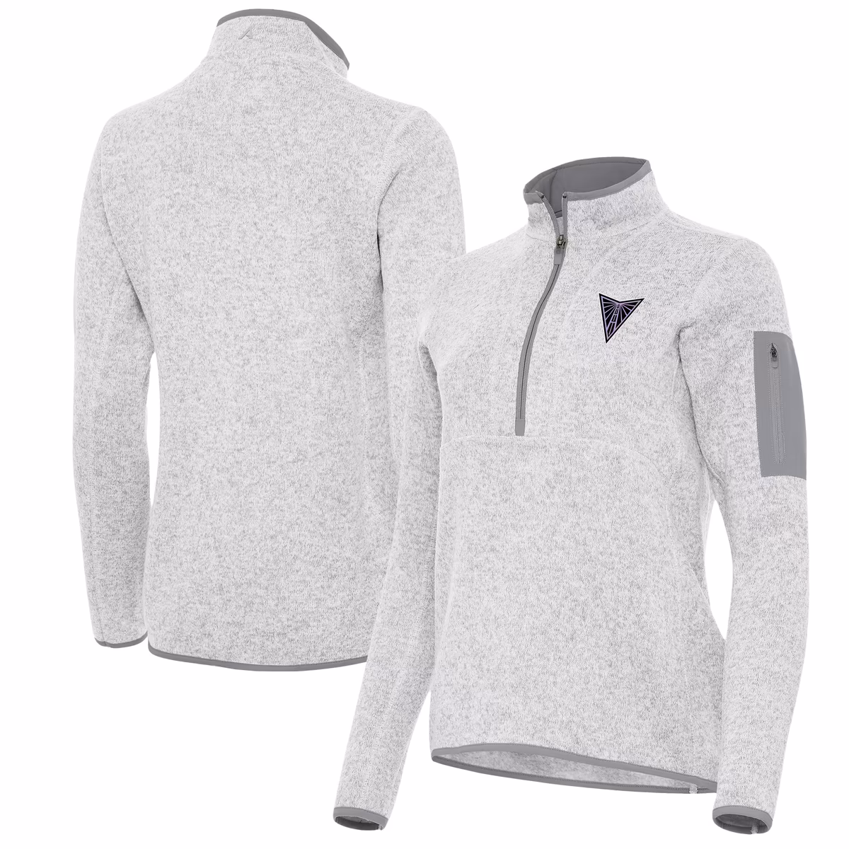 Women's Golden State Valkyries Antigua Heather Gray Fortune Half-Zip Pullover Jacket 10 Women's Golden State Valkyries Antigua Heather Gray Fortune Half-Zip Pullover Jacket