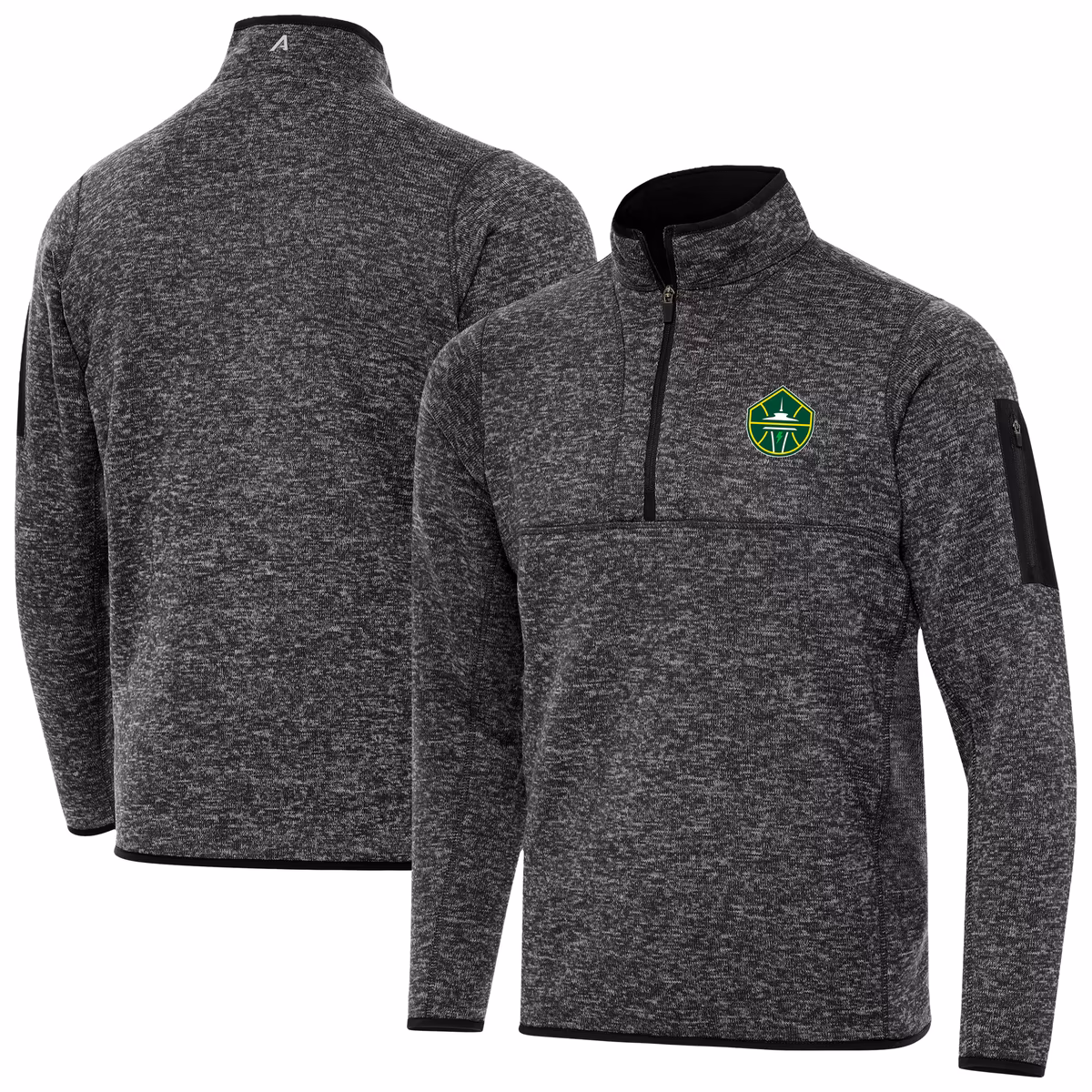Men's Seattle Storm Antigua Heather Black Fortune Quarter-Zip Pullover Jacket 8 Men's Seattle Storm Antigua Heather Black Fortune Quarter-Zip Pullover Jacket
