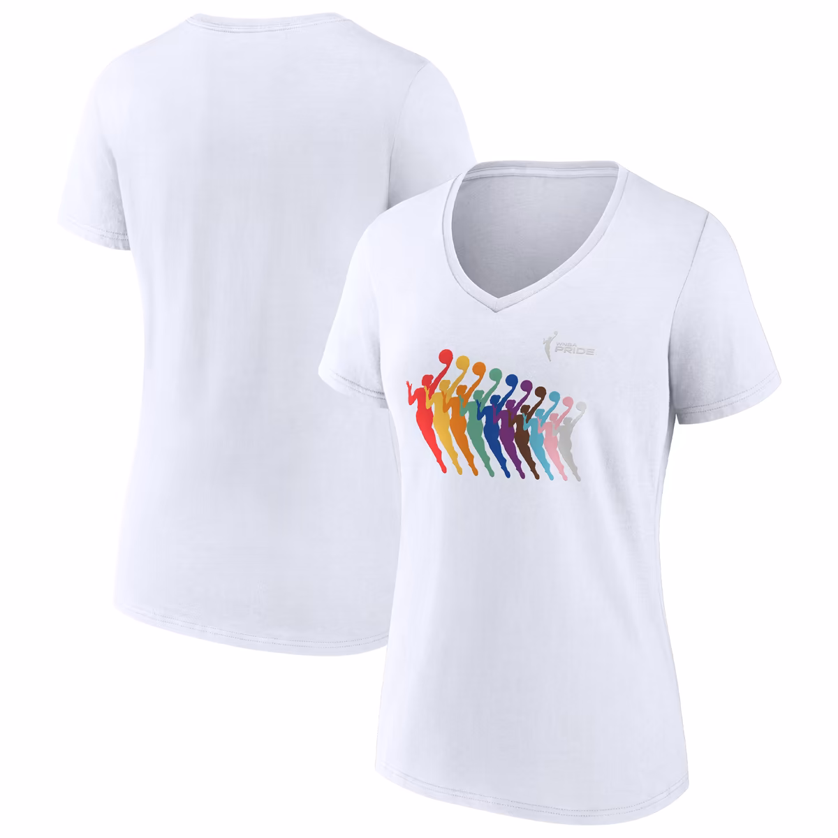 Women's WNBA Fanatics White Logowoman Pride V-Neck T-Shirt