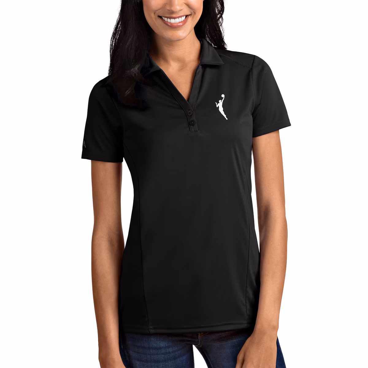 Women's WNBA  Antigua Black Logowoman Tribute Polo