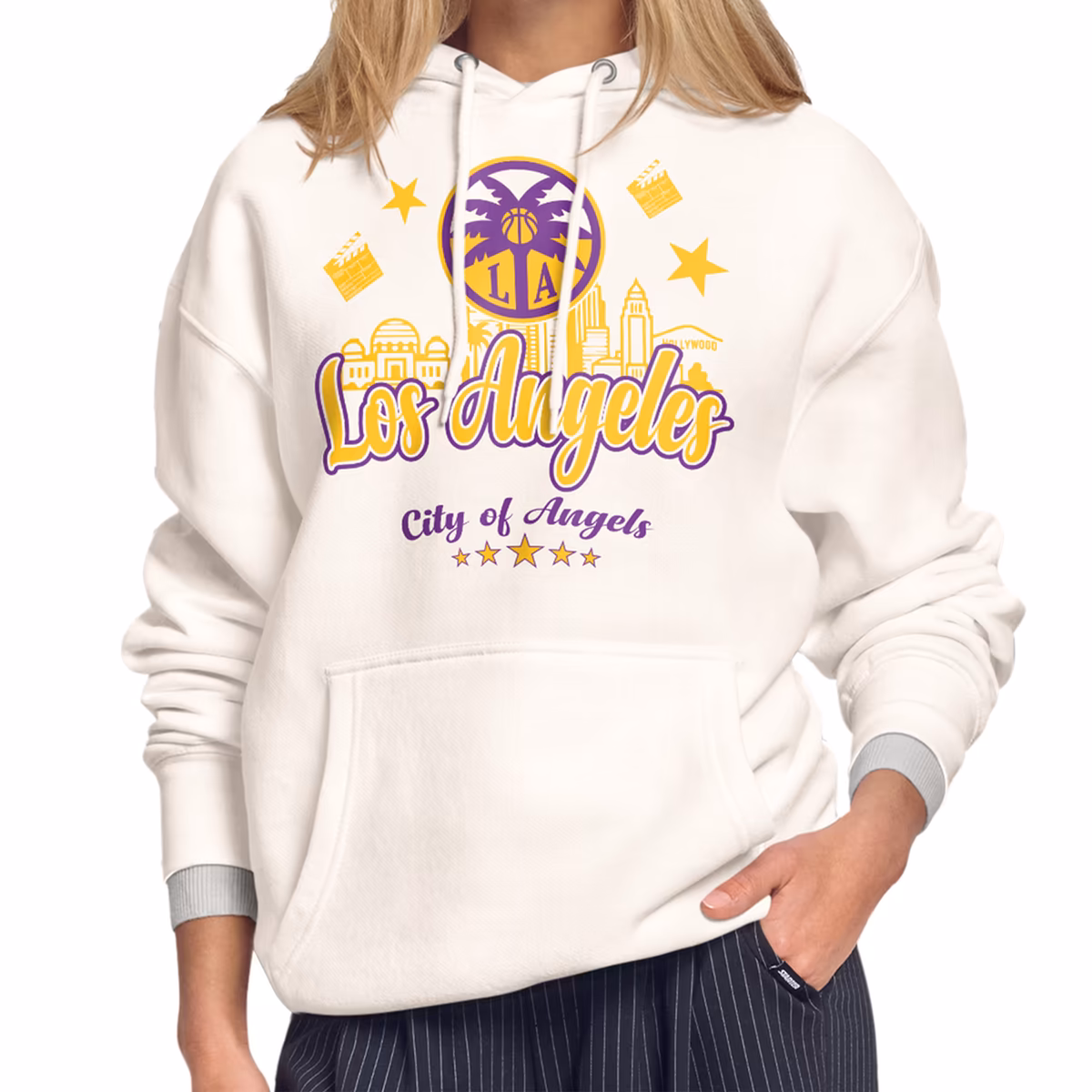 Women's Los Angeles Sparks Starter White City Slogan Fleece Hoodie
