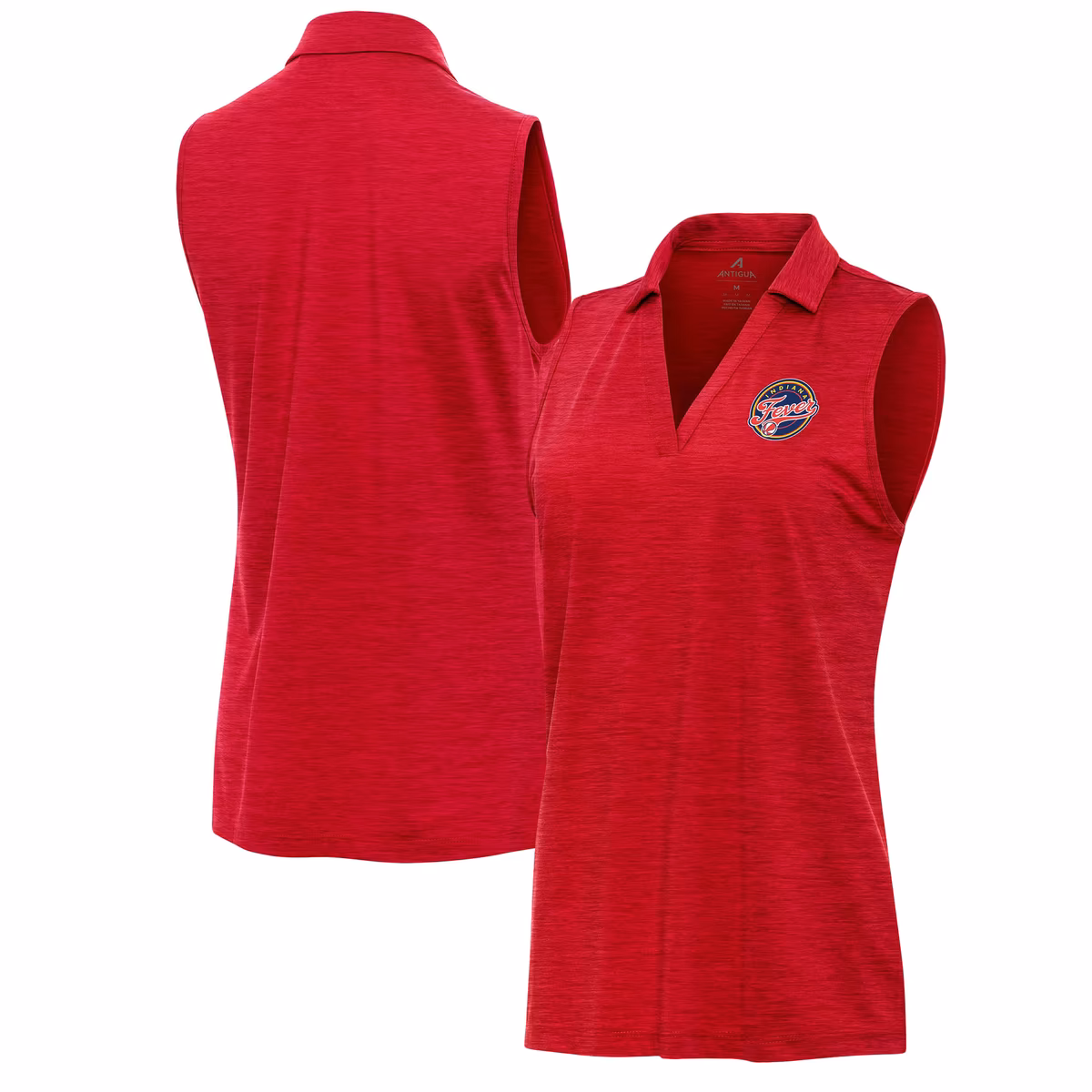 Women's Indiana Fever Antigua Heather Red Layout Sleeveless V-Neck Polo 8 Women's Indiana Fever Antigua Heather Red Layout Sleeveless V-Neck Polo