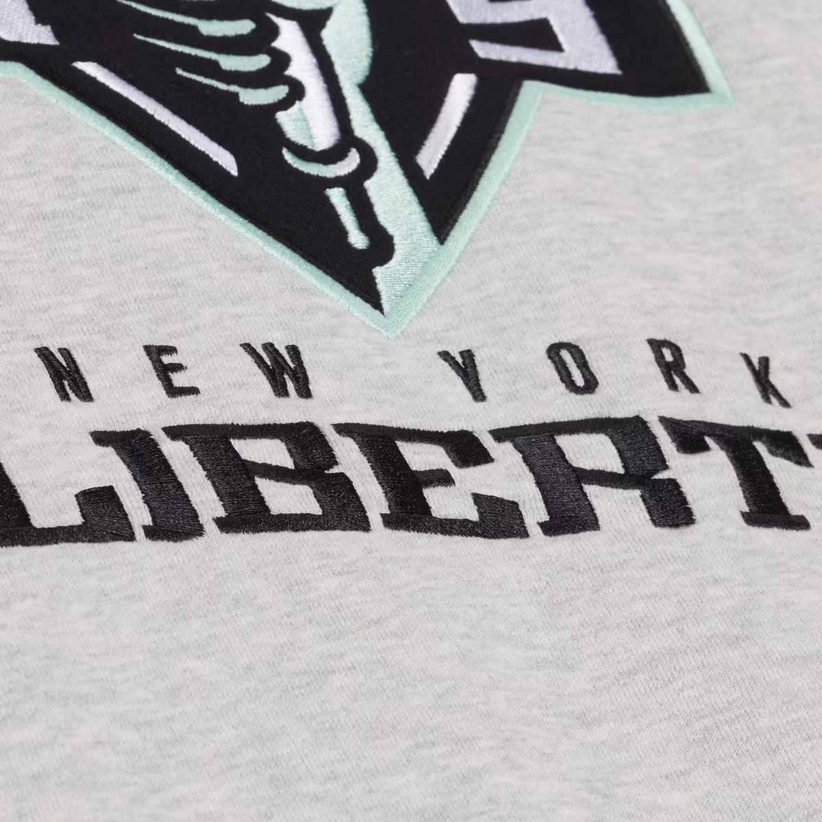 Women's New York Liberty Mitchell & Ness Gray Lightweight Fleece Crewneck Sweatshirt 5 Women's New York Liberty Mitchell & Ness Gray Lightweight Fleece Crewneck Sweatshirt