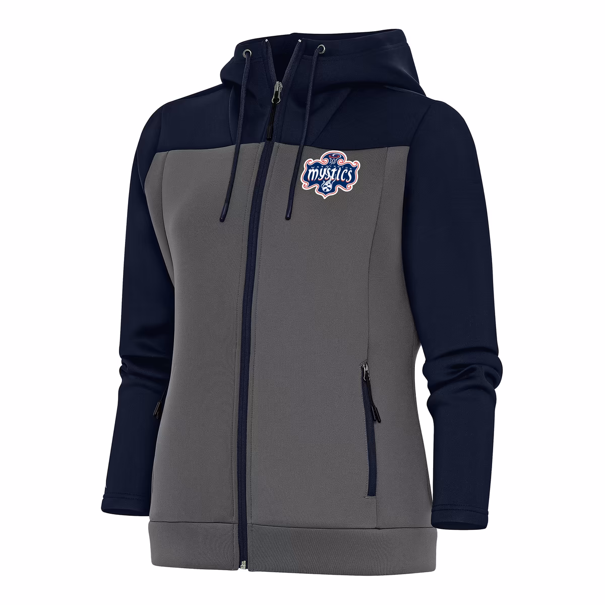 Women's Washington Mystics Antigua Navy/Steel Protect Full-Zip Hoodie