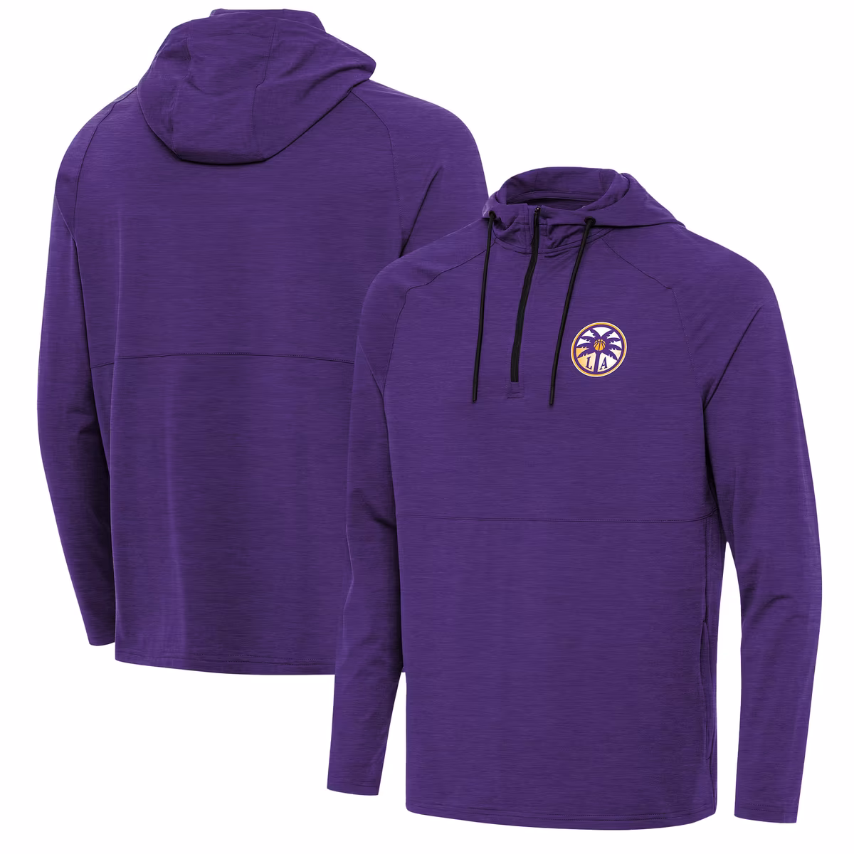 Men's Los Angeles Sparks Antigua Heather Purple Spikes Raglan Quarter-Zip Hoodie 2 Men's Los Angeles Sparks Antigua Heather Purple Spikes Raglan Quarter-Zip Hoodie