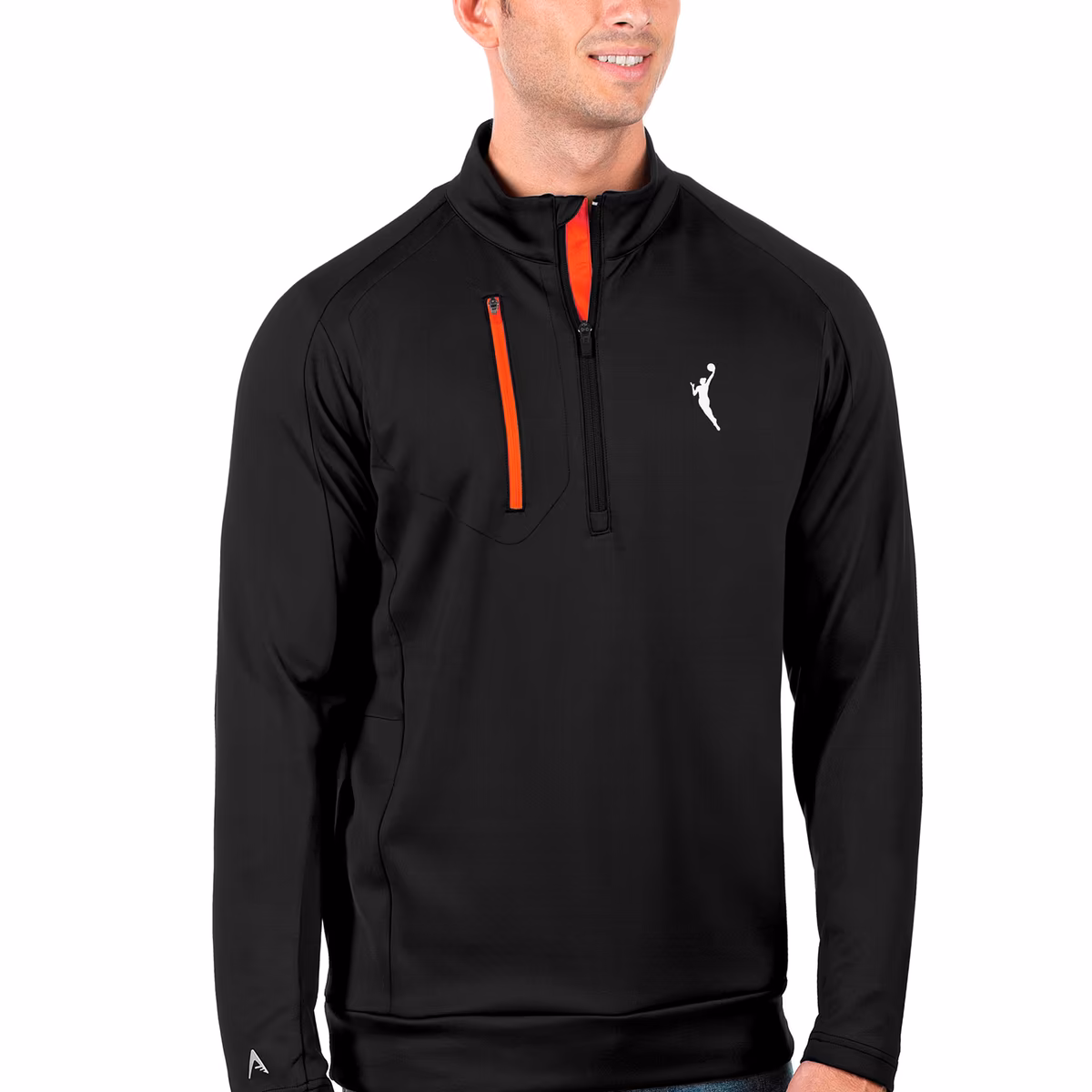 Men's WNBA  Antigua Black Logowoman Generation Quarter-Zip Pullover Top