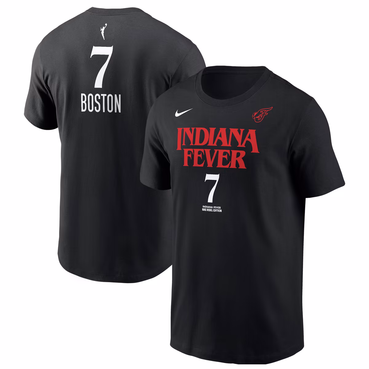 Men's Indiana Fever Aliyah Boston Nike Black Rebel Edition Name & Number T-Shirt
