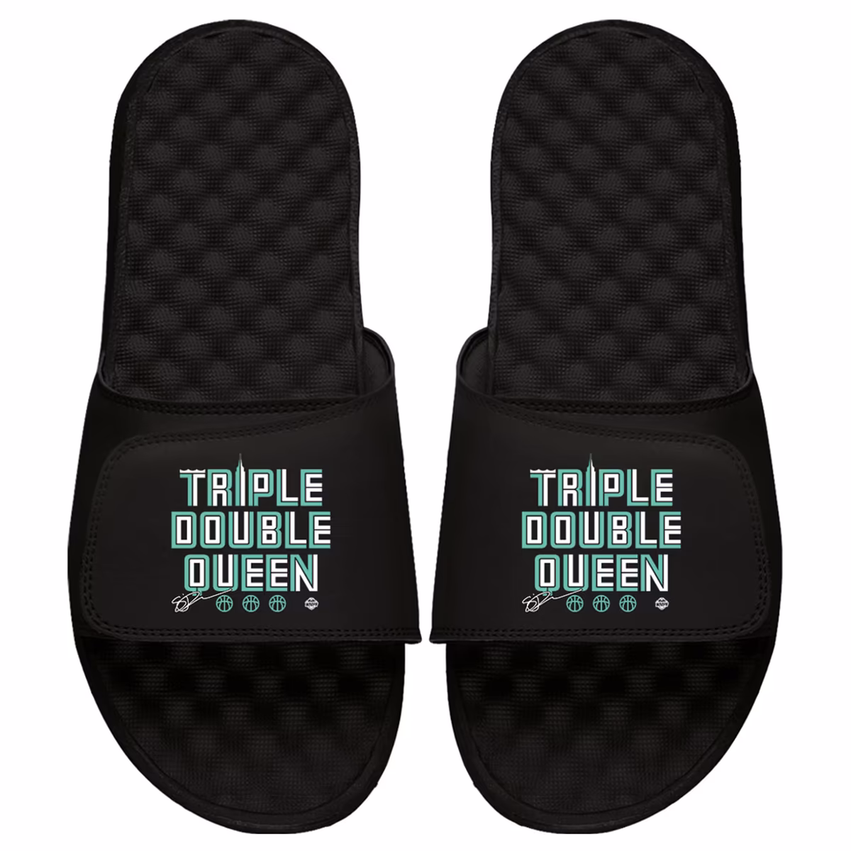 Unisex New York Liberty Sabrina Ionescu ISlide Black Triple Double Queen Slide Sandals