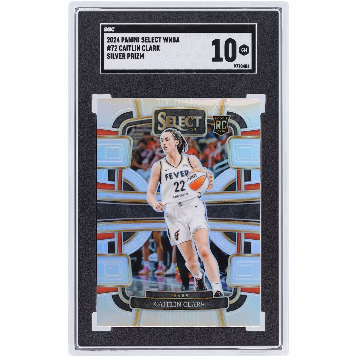 Caitlin Clark Indiana Fever 2024 Panini Select WNBA Silver Prizm #72 SGC Authenticated 10 Rookie Card