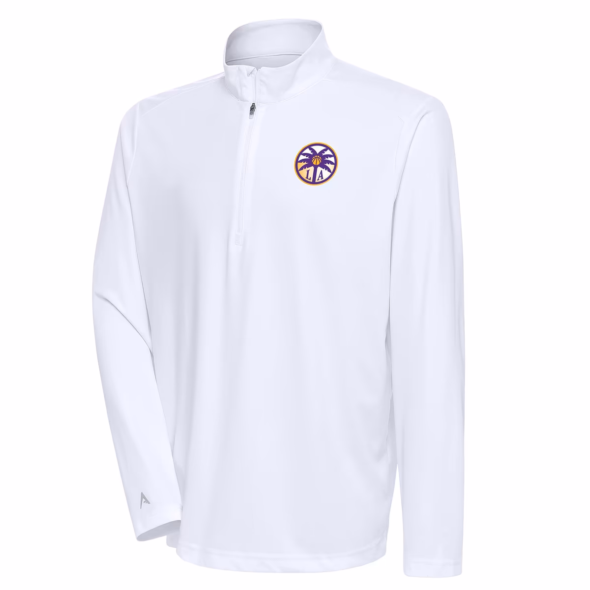 Men's Los Angeles Sparks Antigua White Tribute Quarter-Zip Top 1 Men's Los Angeles Sparks Antigua White Tribute Quarter-Zip Top