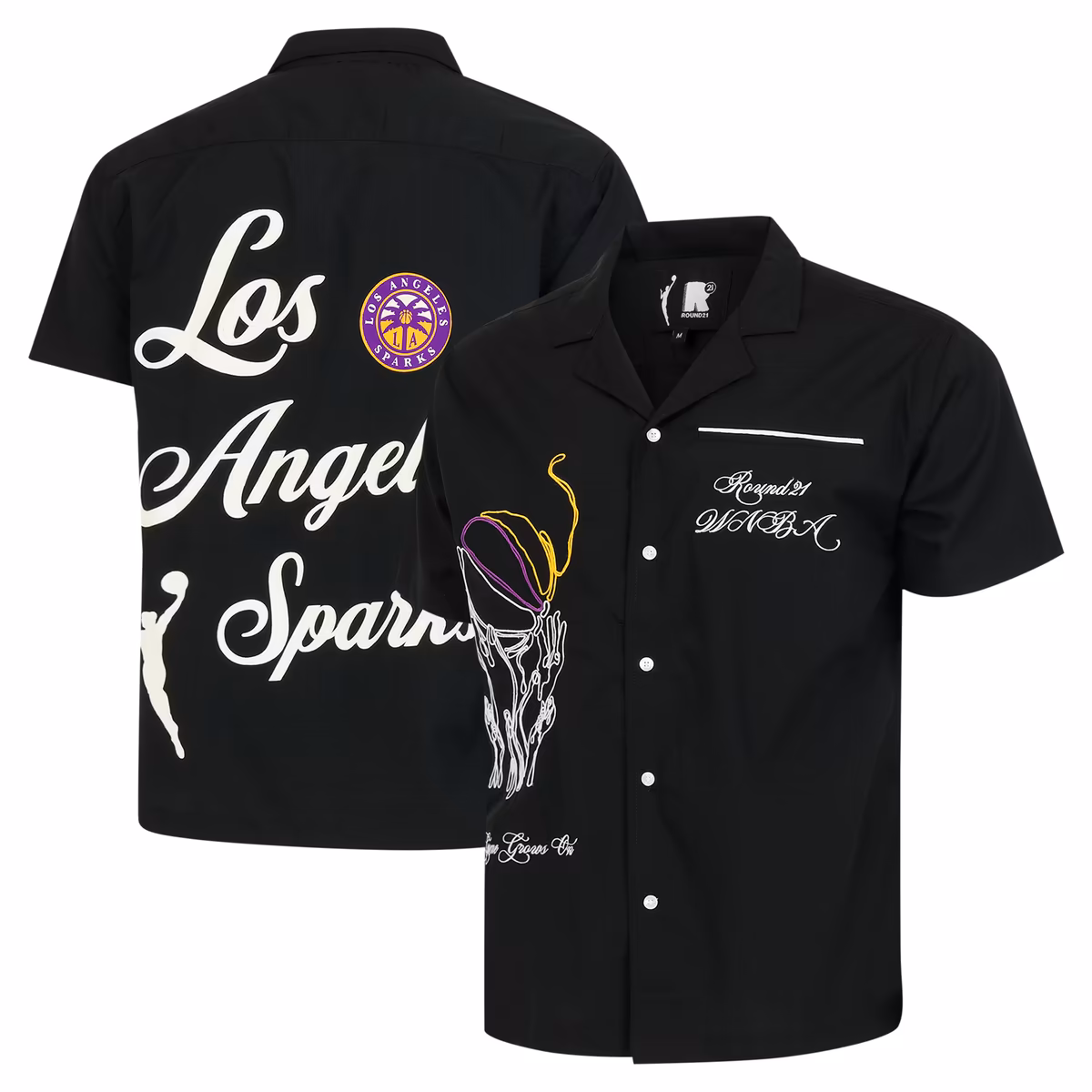 Unisex Los Angeles Sparks round21 Black Lucky Strike Full-Button Bowling Shirt 2 Unisex Los Angeles Sparks round21 Black Lucky Strike Full-Button Bowling Shirt