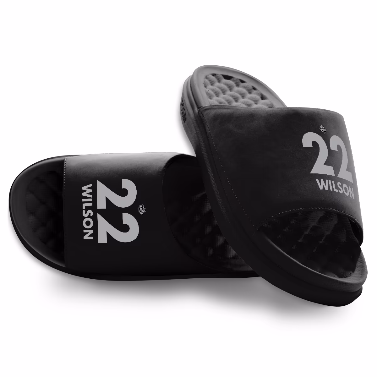 Youth Las Vegas Aces A'ja Wilson ISlide Black Stacked Motive Slide Sandals 13 Youth Las Vegas Aces A'ja Wilson ISlide Black Stacked Motive Slide Sandals