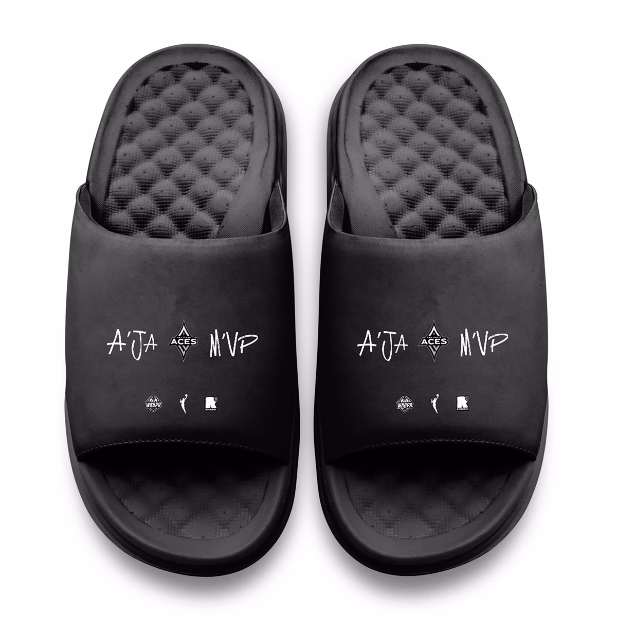 Youth Las Vegas Aces A'ja Wilson ISlide Black Round 21 Motive Slide Sandals 2 Youth Las Vegas Aces A'ja Wilson ISlide Black Round 21 Motive Slide Sandals