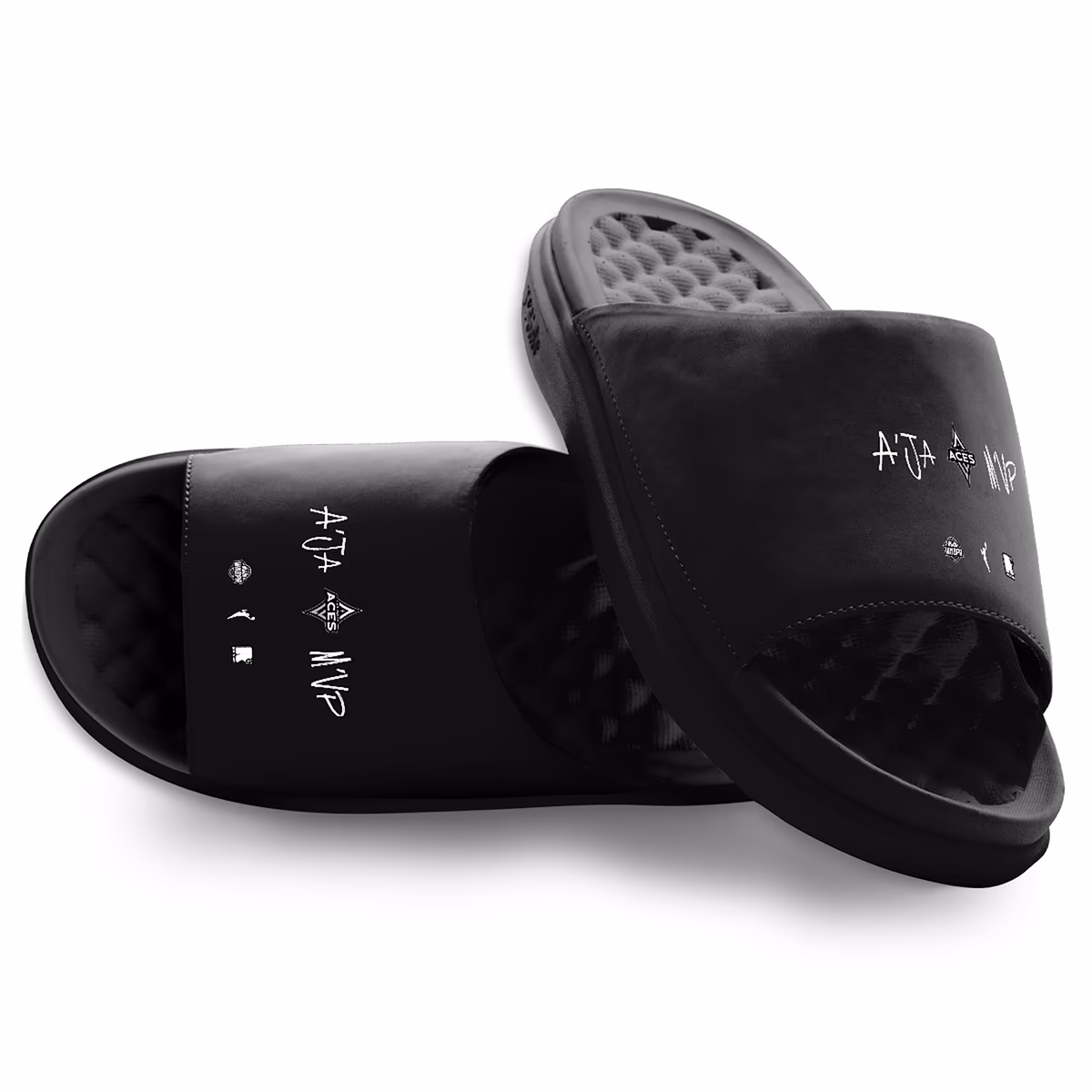 Youth Las Vegas Aces A'ja Wilson ISlide Black Round 21 Motive Slide Sandals 3 Youth Las Vegas Aces A'ja Wilson ISlide Black Round 21 Motive Slide Sandals
