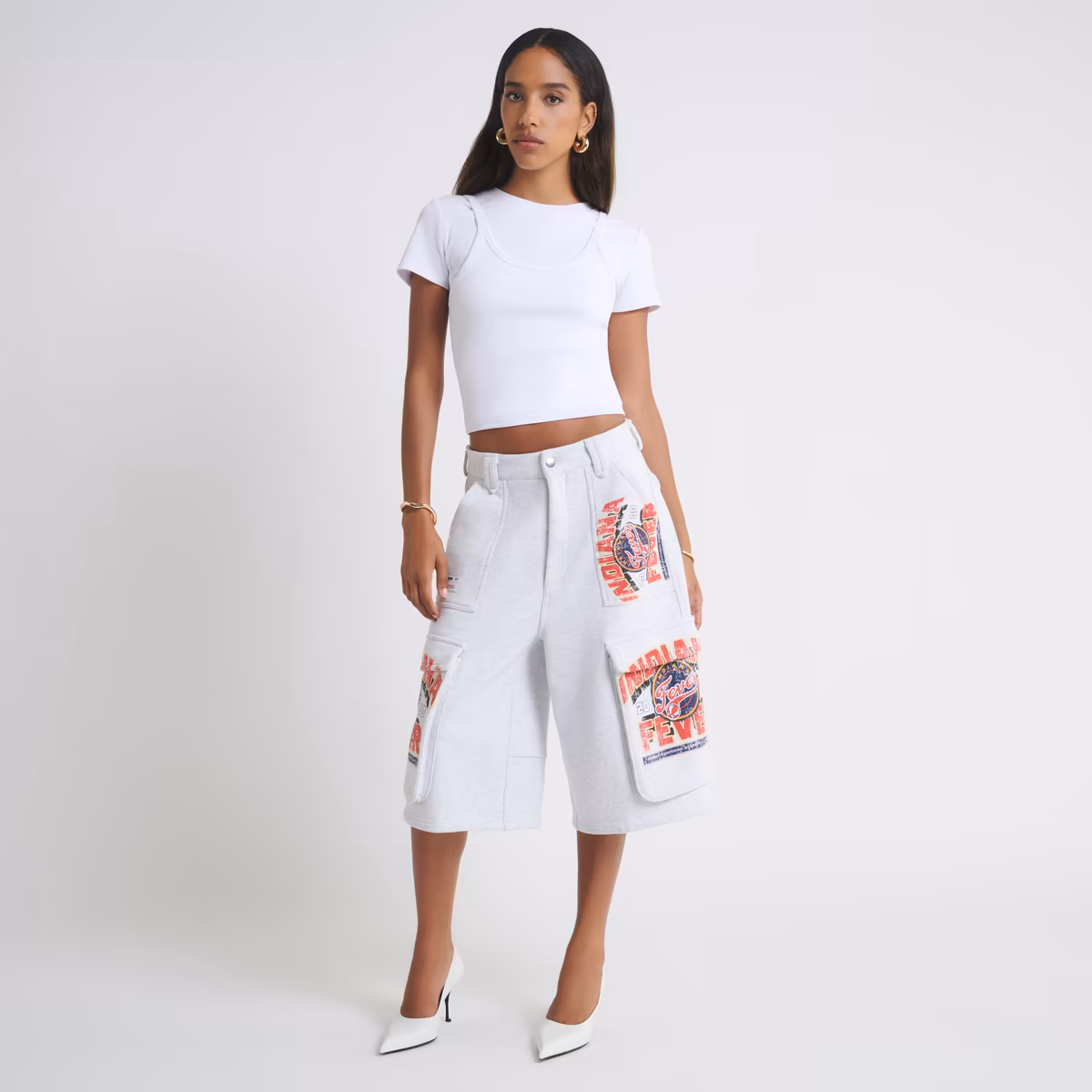 Women's Indiana Fever  Off Season x WNBA Heather Gray Fleece Cargo Shorts