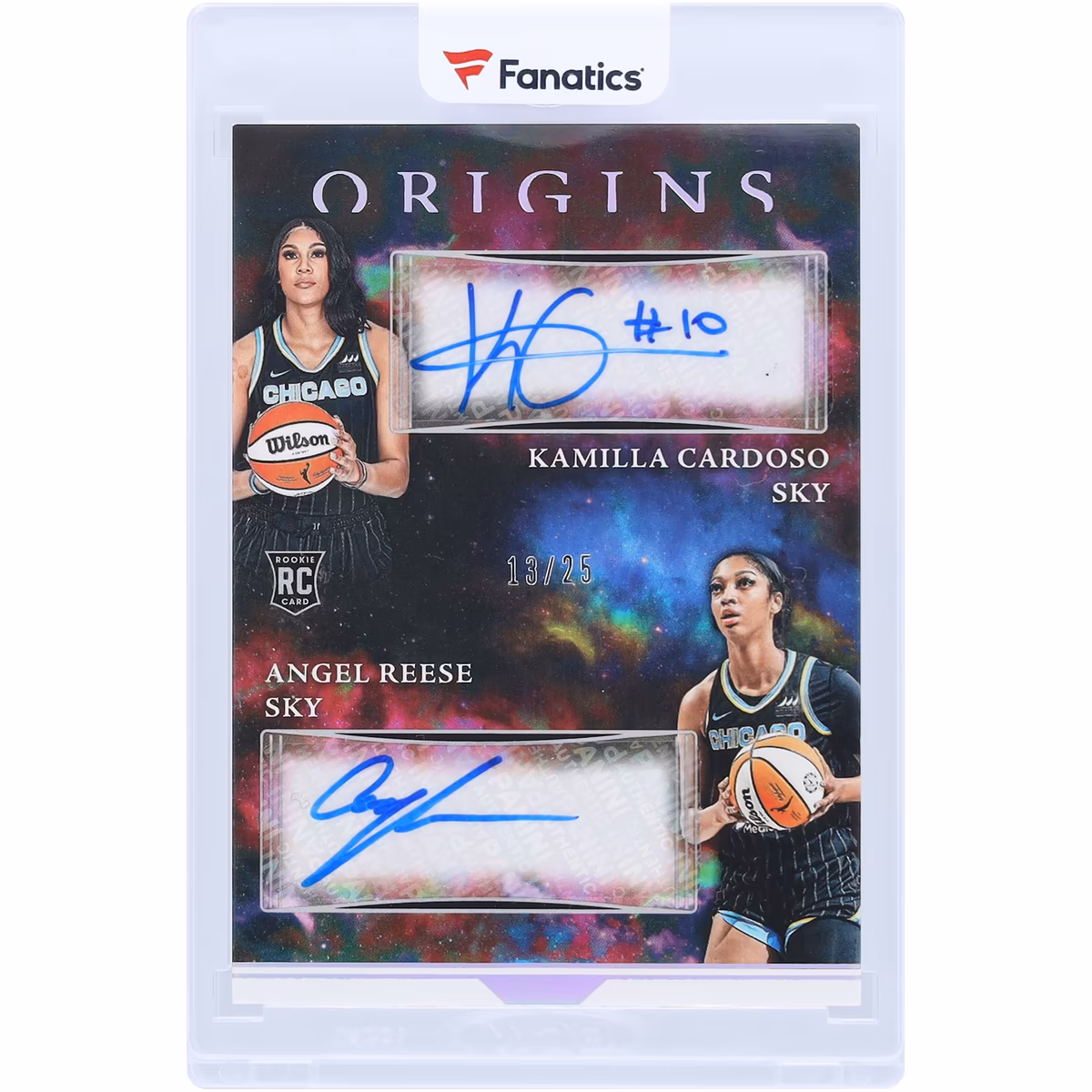 Kamilla Cardoso & Angel Reese Chicago Sky Autographed 2024 Panini WNBA Origins Dual Auto #DA-KA #13/25 Rookie Card