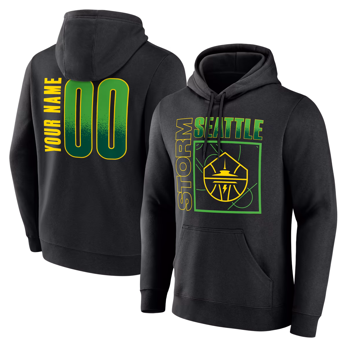 Men's Seattle Storm Black Big & Tall Home Court Pop Personalized Name & Number Hoodie