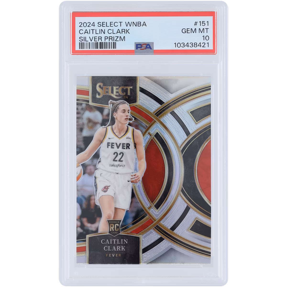 Caitlin Clark Indiana Fever 2024 Panini Select WNBA Silver Prizm #151 PSA Authenticated 10 Rookie Card