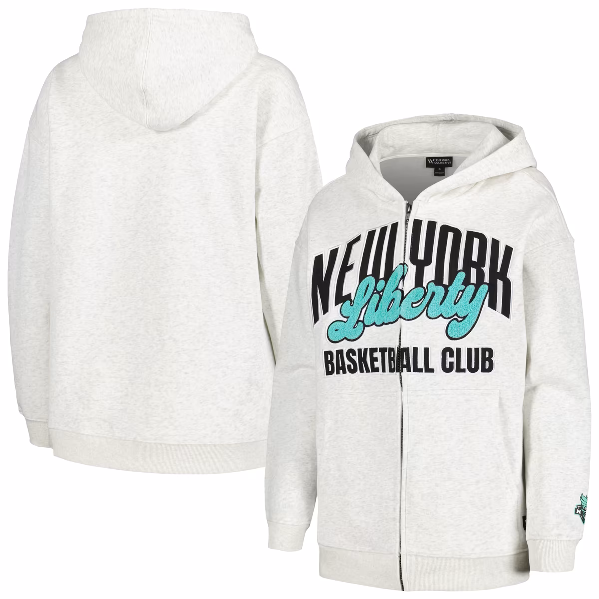 Women's New York Liberty The Wild Collective Heather Gray Washed Full-Zip Hoodie