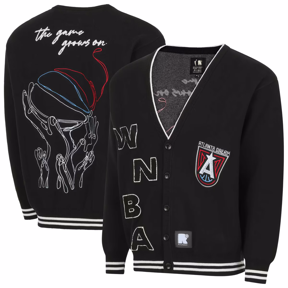 Unisex Atlanta Dream  round21 Black Campus Fit Full-Button Cardigan