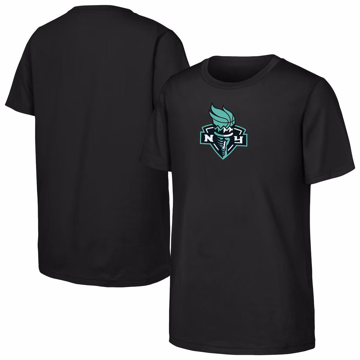 Youth New York Liberty  Outerstuff Black Primary Logo T-Shirt