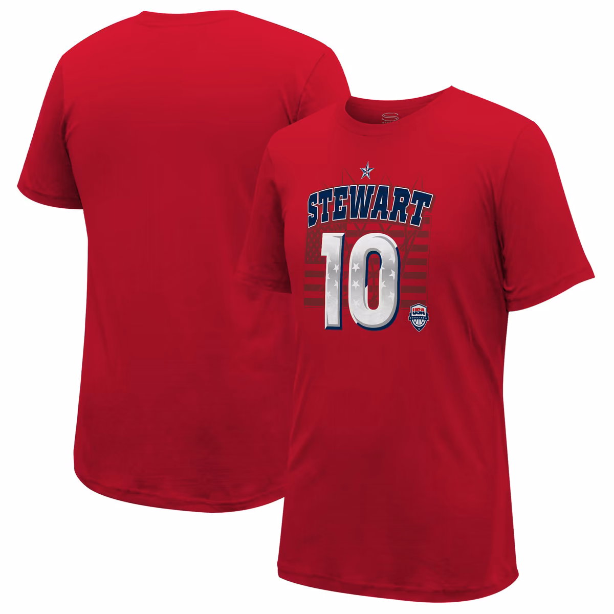 Unisex Women's USA Basketball Breanna Stewart Stadium Essentials Red 2024 Summer Olympics Runaway Player Name & Number T-Shirt