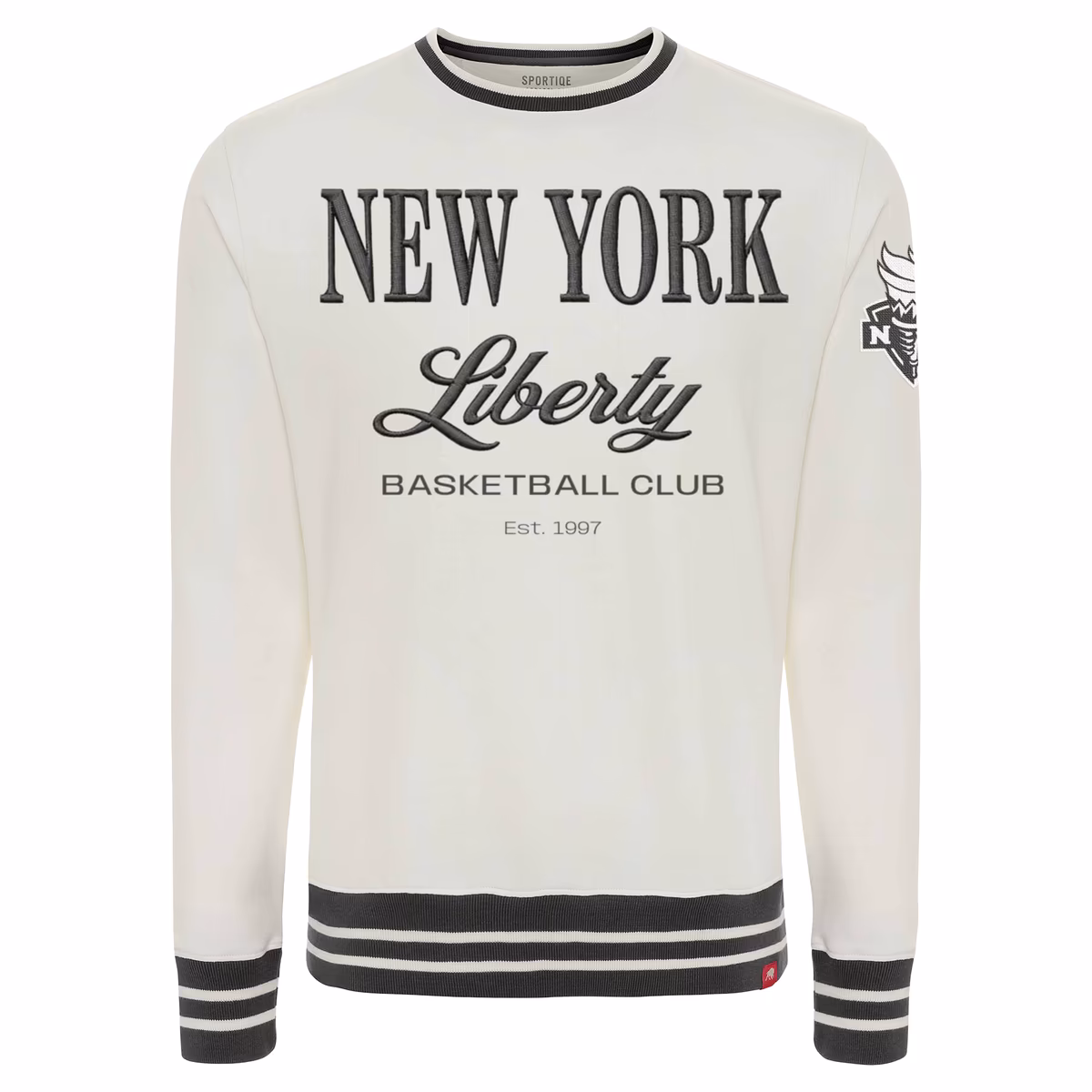 Unisex New York Liberty Sportiqe Cream Athletic Club Collection French Terry Crew Sweatshirt