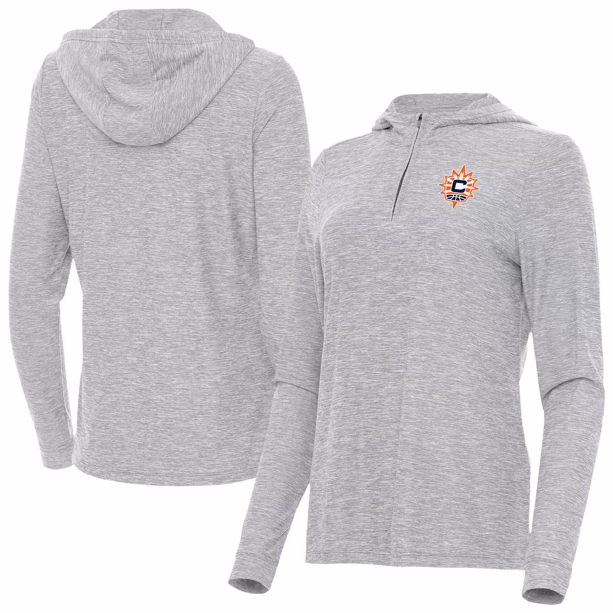 Women's Connecticut Sun Antigua Heather Gray Daybreak Quarter-Zip Hoodie 10 Women's Connecticut Sun Antigua Heather Gray Daybreak Quarter-Zip Hoodie
