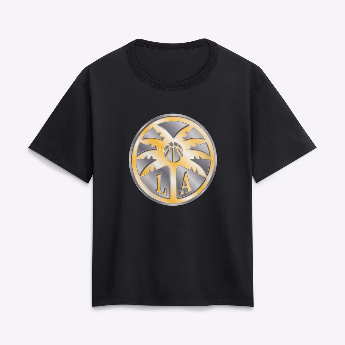 Women's Los Angeles Sparks Black Metallic Mascot T-Shirt