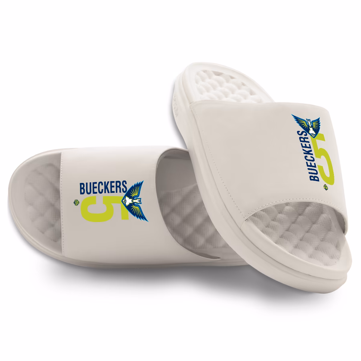 Youth Dallas Wings Paige Bueckers ISlide Cream Combo Stacked Motive Slide Sandals