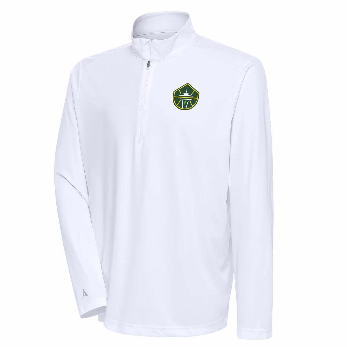 Men's Seattle Storm Antigua White Tribute Quarter-Zip Top