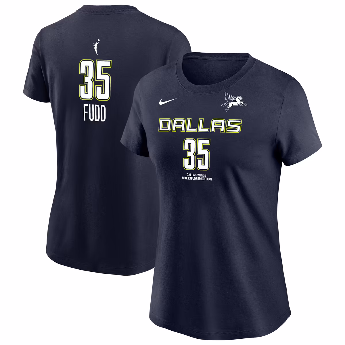 Women's Dallas Wings Azzi Fudd Nike Navy Name & Number Explorer Edition T-Shirt