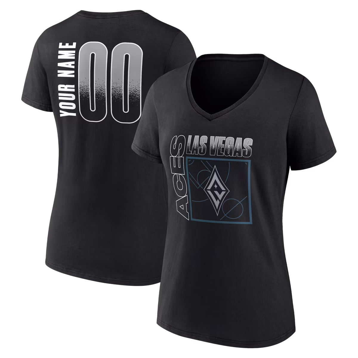 Women's Las Vegas Aces Black Home Court Pop Personalized Name & Number V-Neck T-Shirt