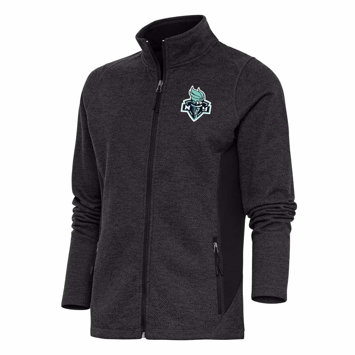 Women's New York Liberty Antigua Heather Black Course Full-Zip Jacket