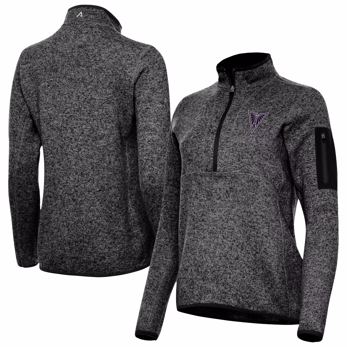 Women's Golden State Valkyries Antigua Heather Black Fortune Half-Zip Pullover Jacket