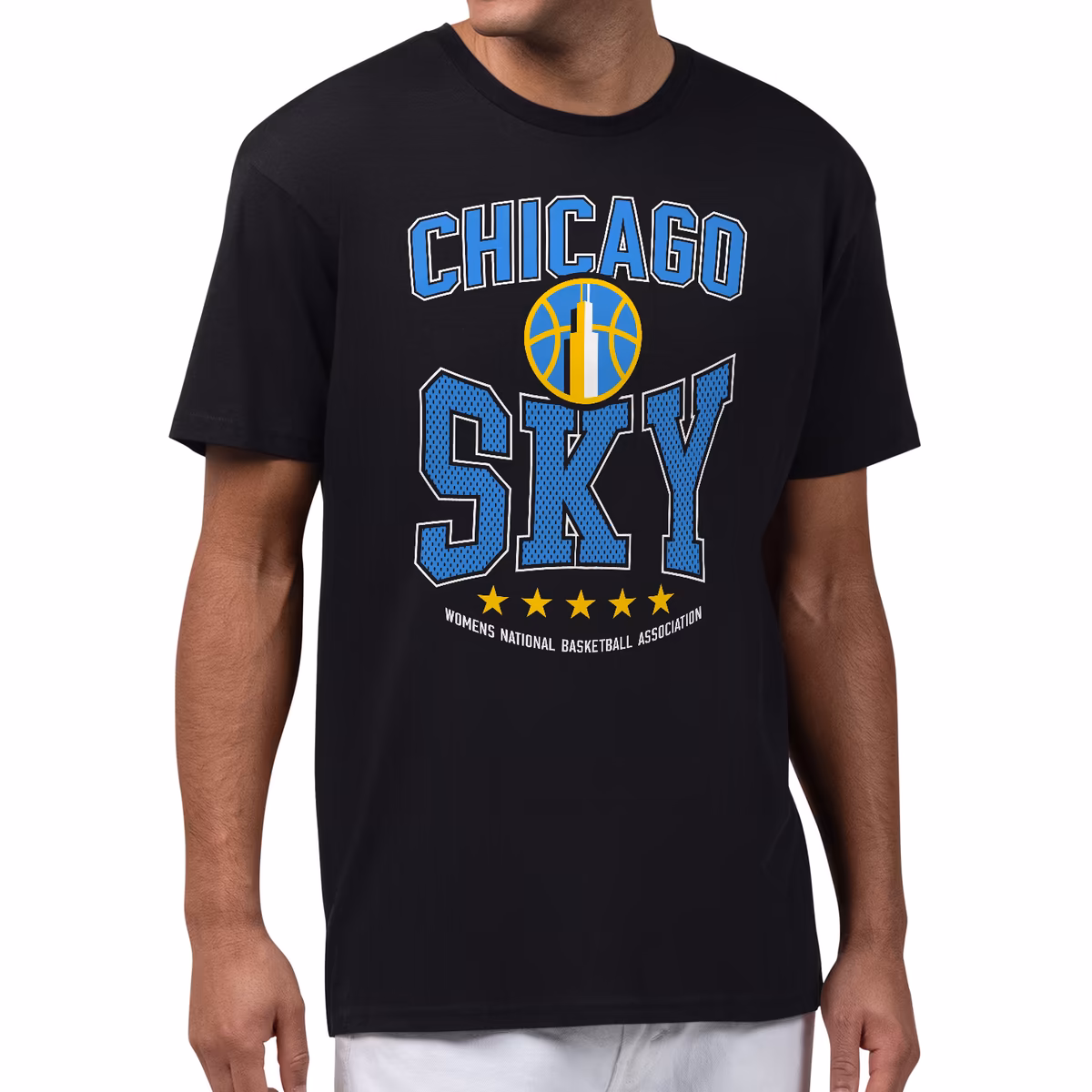 Men's Chicago Sky Starter Black Center Squeeze T-Shirt