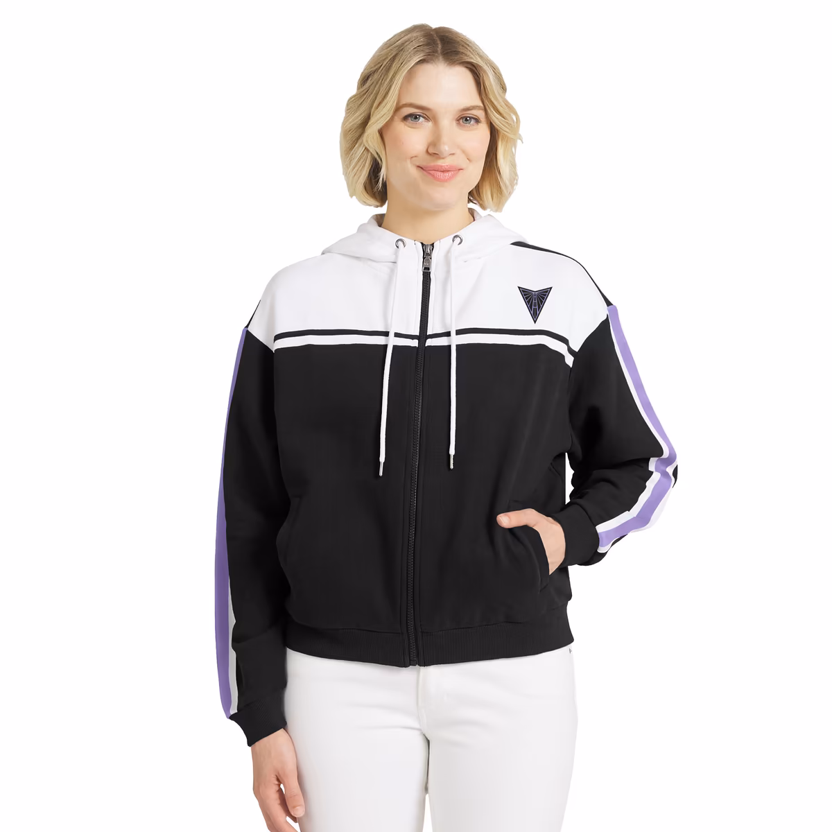 Women's Golden State Valkyries WEAR by Erin Andrews Black/White Color Blocked Full-Zip Hoodie