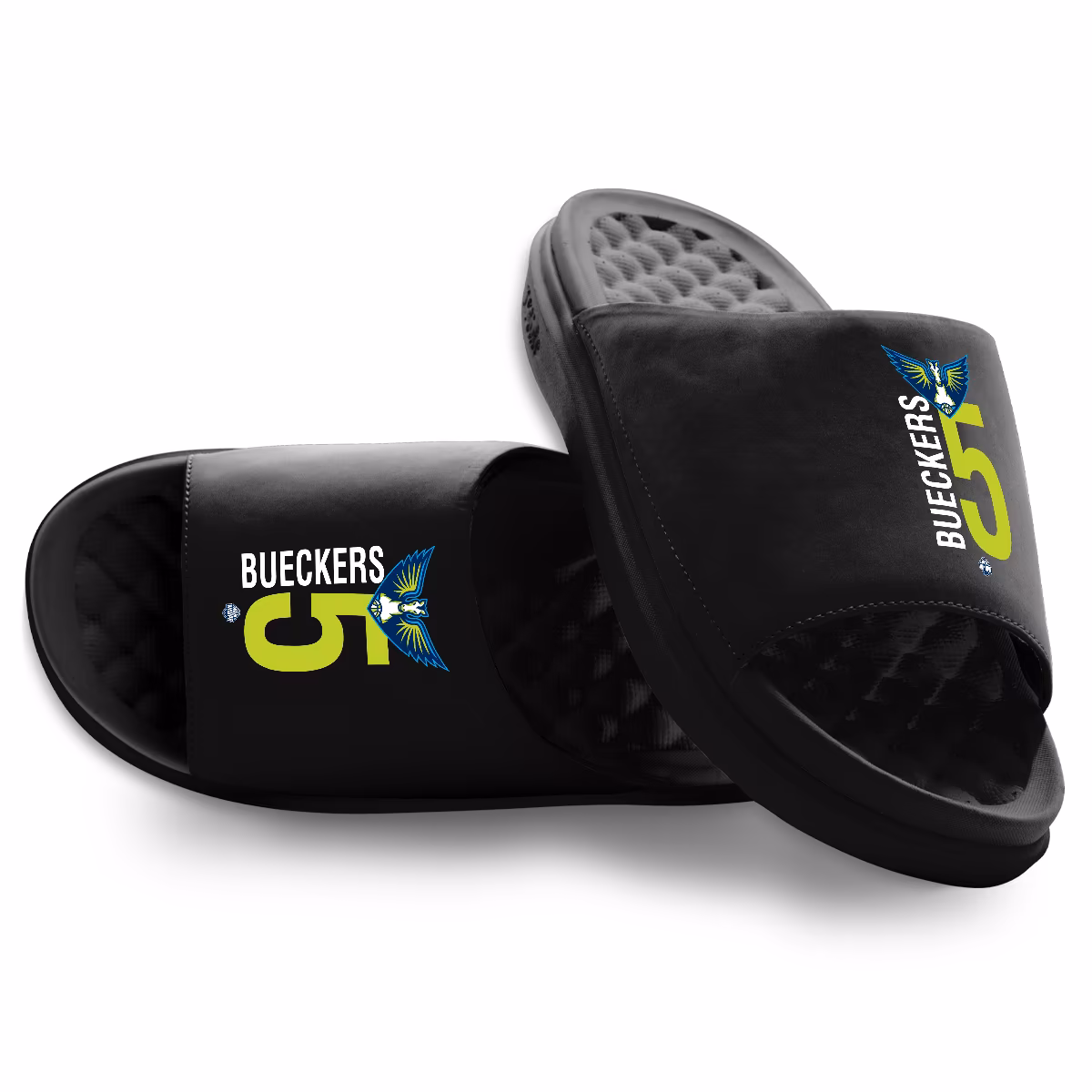 Unisex Dallas Wings Paige Bueckers ISlide Black Combo Stacked Motive Slide Sandals